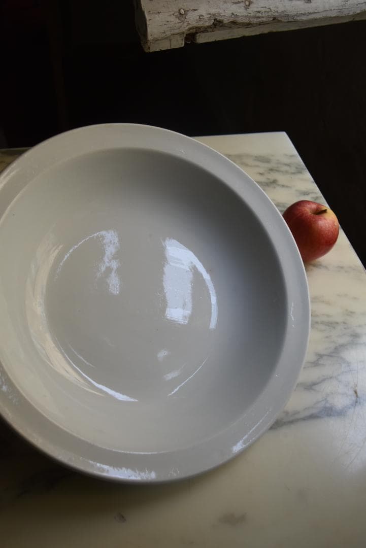 美品クレイユモントロー　白釉サラディエ（31㎝）フランスアンティーク