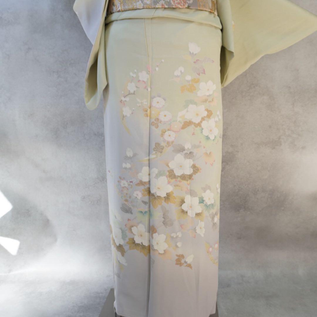 訪問着２点セット正絹　卒業式　入学式　お宮参り【訪問着、袋帯、帯締め、帯揚げ】