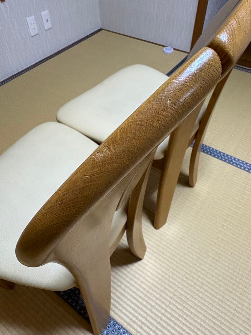 【美品】浜本工芸 / HAMAMOTO ダイニングチェア 椅子 合皮2脚セット