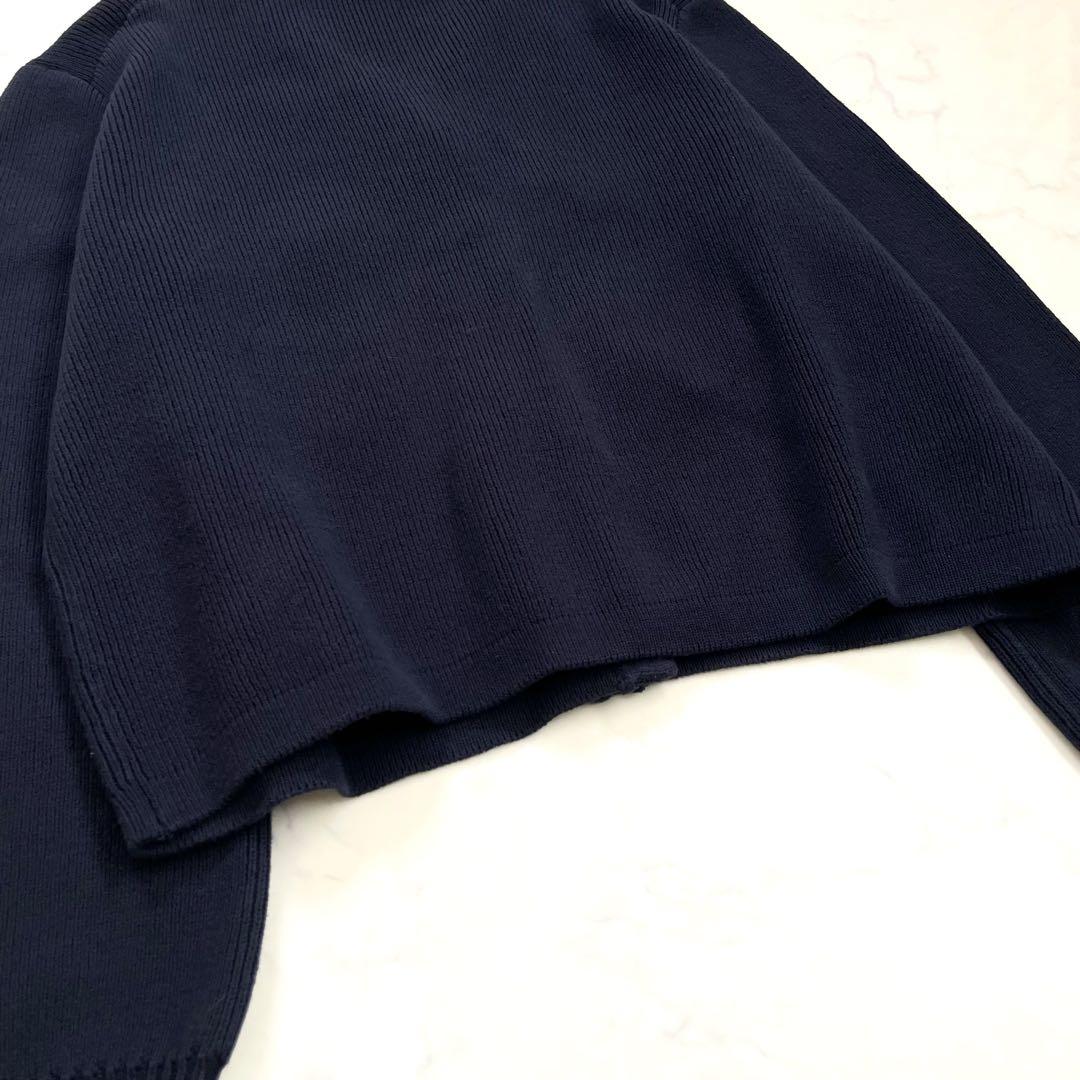 美品　プラージュ　ゴールドボタンニットジャケット　金ボタン　ノーカラー　コットン