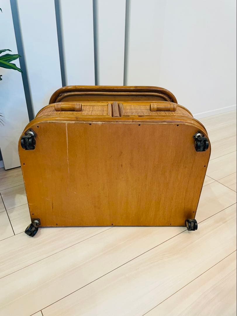 ヴィンテージ ラタン テレビラック 籐家具 収納 昭和レトロ