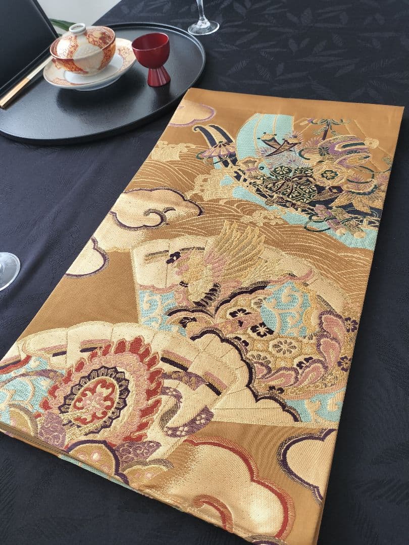 A877★宝船‼️豪華刺繍‼️テーブルランナー2m15cm