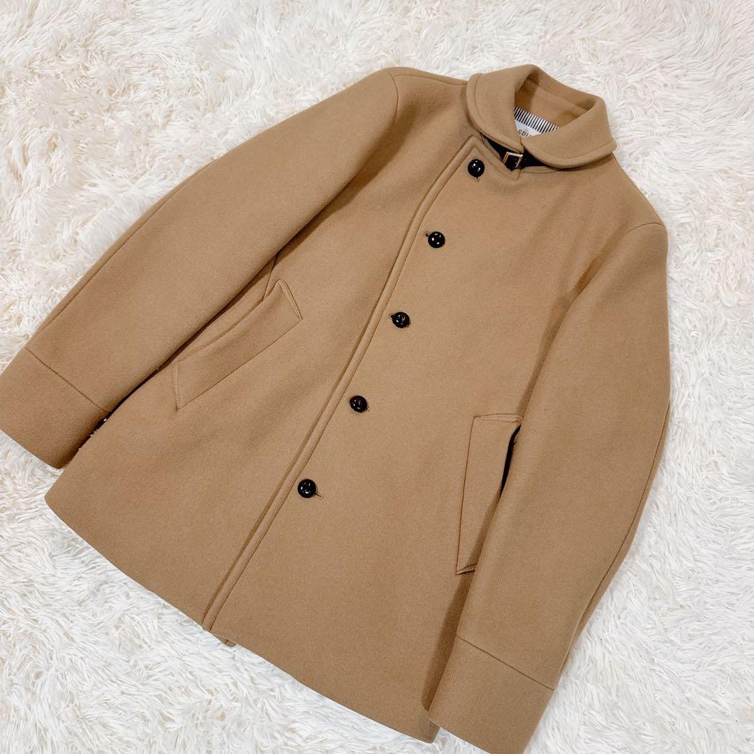 美品 EDIFICE メルトン ラウンドカラー　コート くるみボタン L