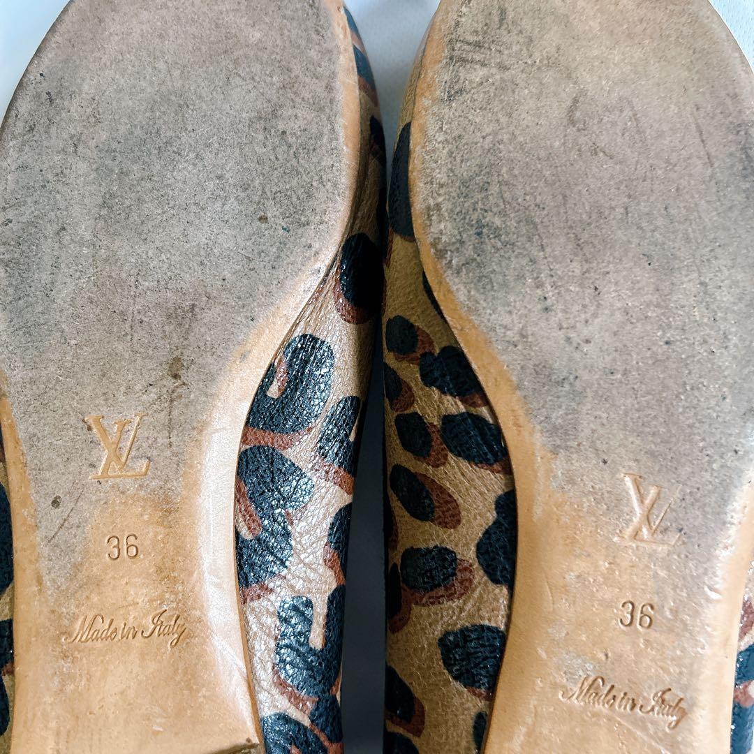 ルイヴィトンLOUISVUITTONフラットシューズ レオパード36 23cm