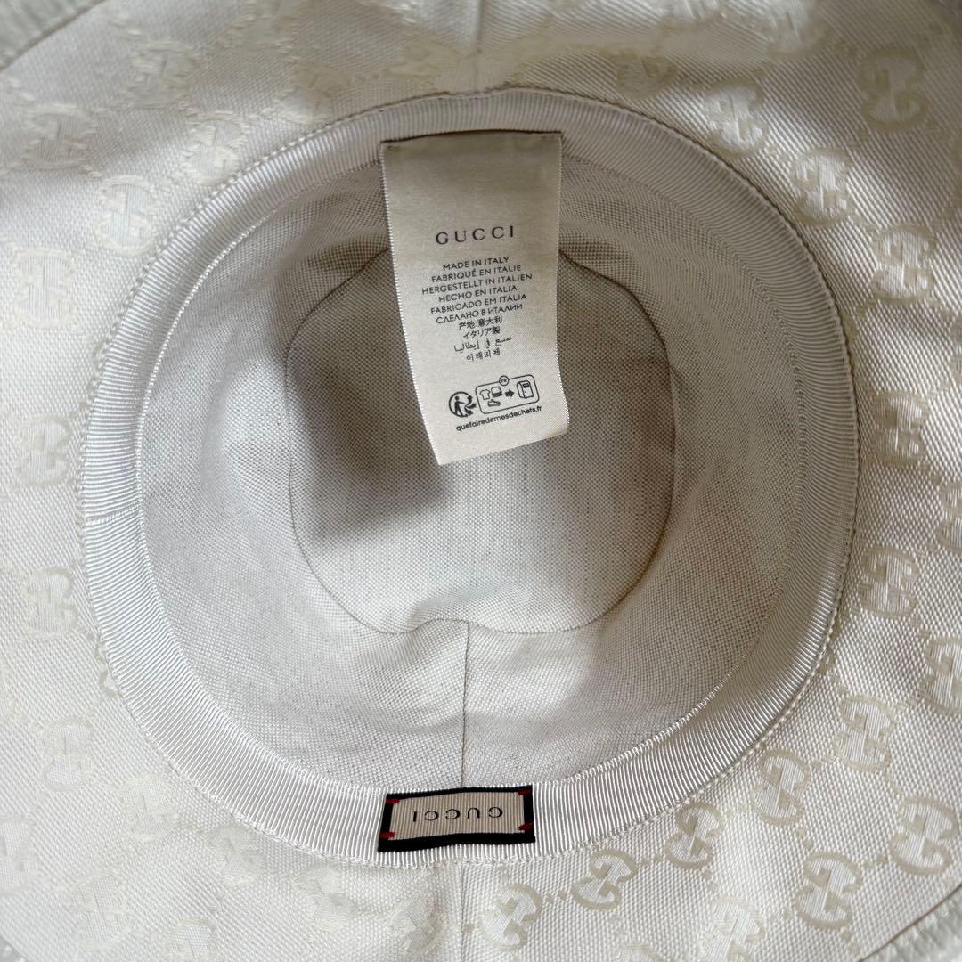 未使用級☆GUCCI バケットハット GGキャンバス Mサイズ アイボリー