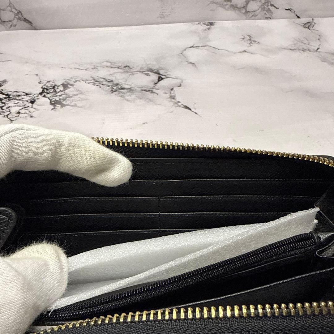 (未使用タグ付)大人気、コーチ、長財布、ラウンドジップ、オールレザー、エンボス