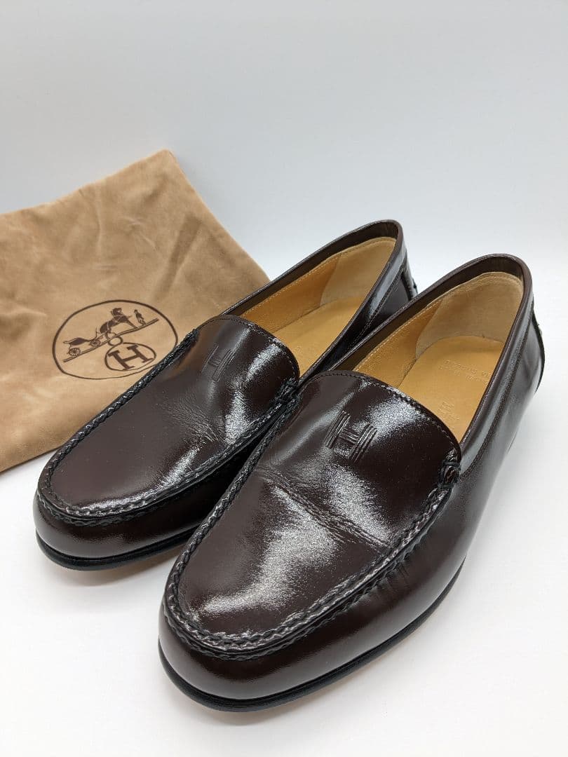 極美品 HERMES ローファー 22.5cm ダークブラウン エルメス 35