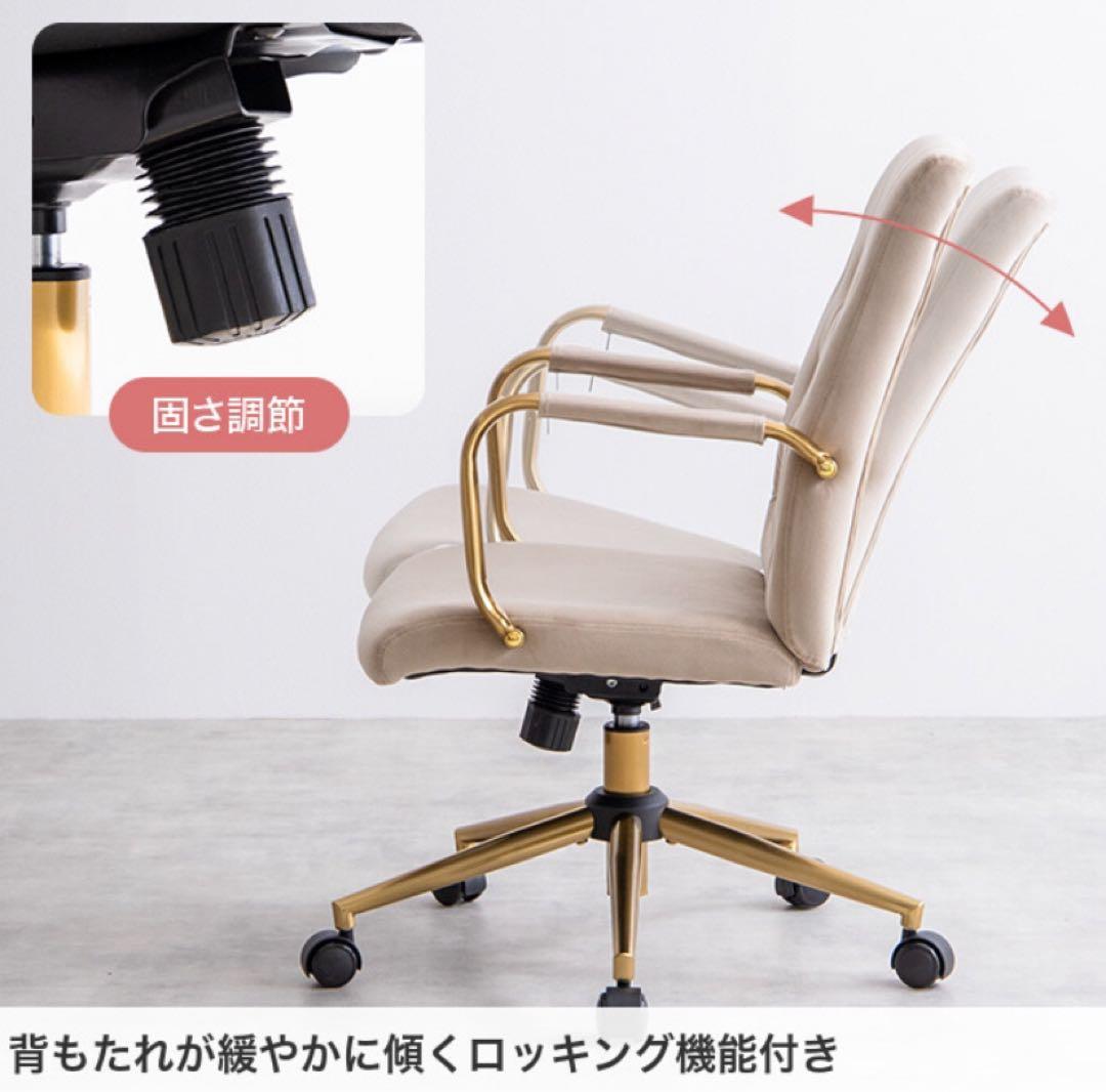 デスクチェア オフィスチェア ベロア ハイバック キャスター付 昇降