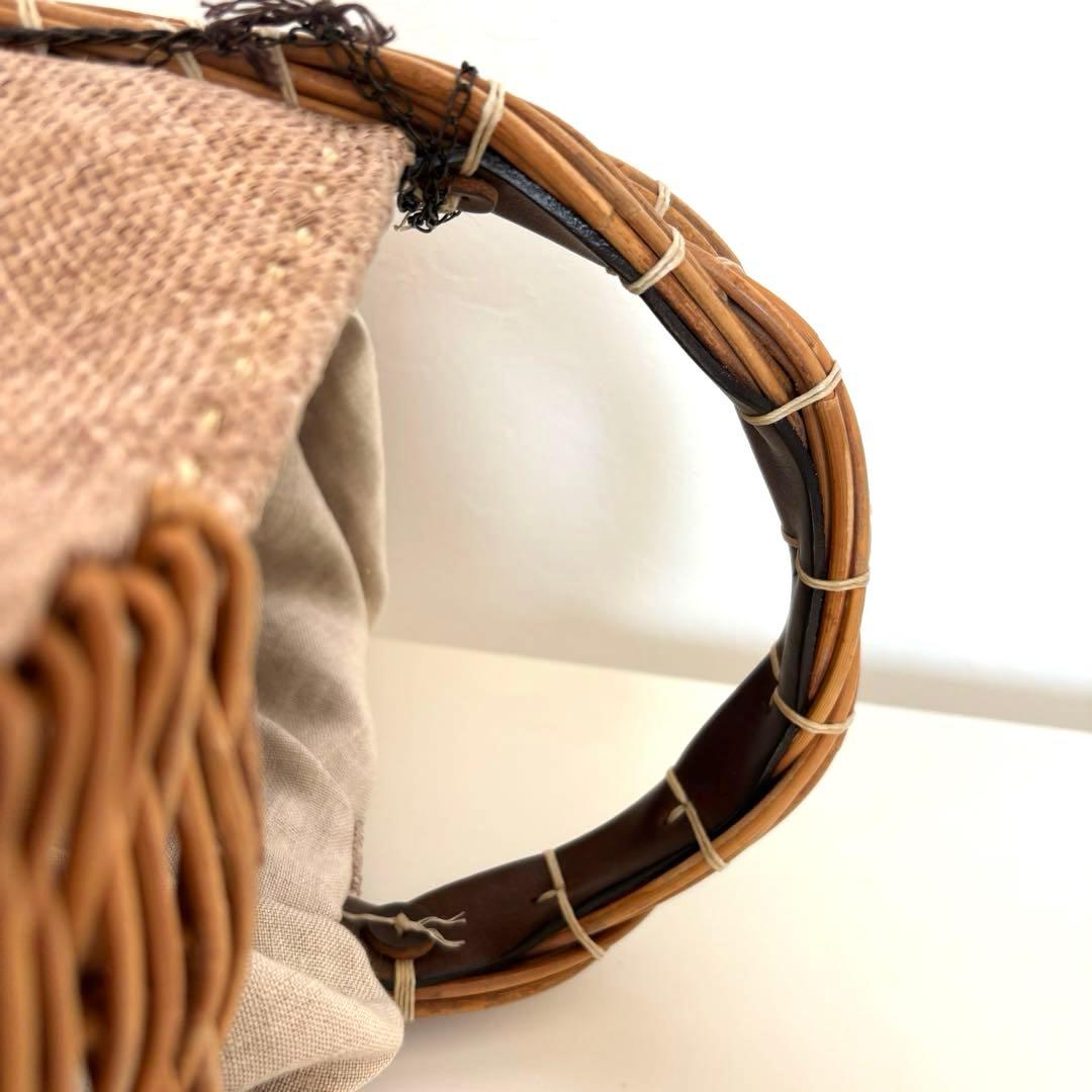 【希少レア】エバゴス チャーム カゴバッグ マルシェ 帽子型 パナマ ボタン