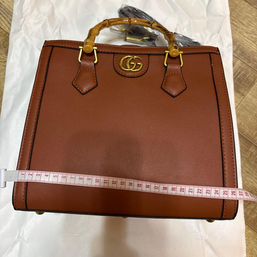 ブラウン バンブーハンドバッグ　バレンタイン