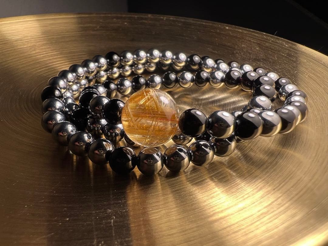 ゴールドタイチンルチル　ブレスレット　ネックレス可