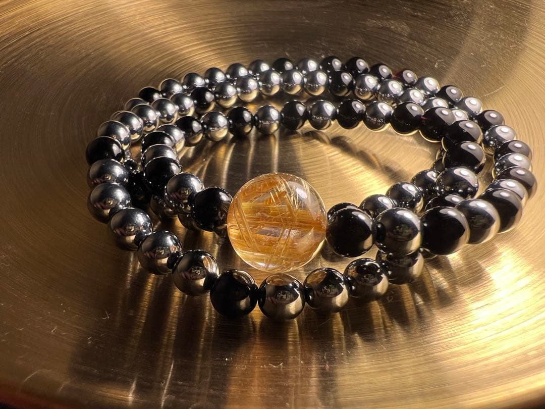 ゴールドタイチンルチル　ブレスレット　ネックレス可