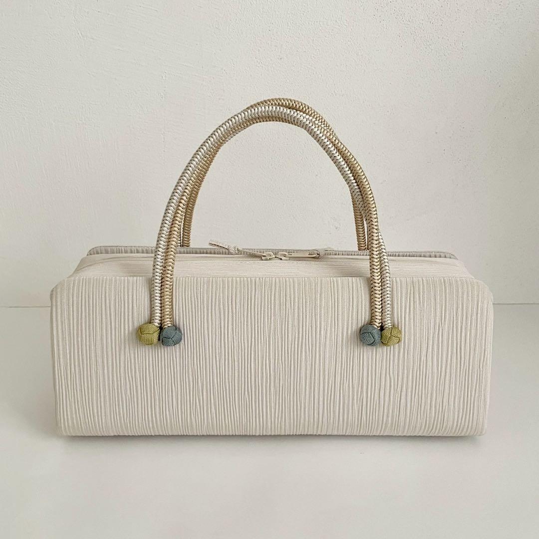 和装バッグ　横長　利休　バッグ　小田巻　淡い藤色　正絹　日本製