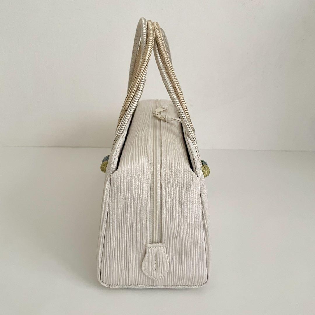 和装バッグ　横長　利休　バッグ　小田巻　淡い藤色　正絹　日本製