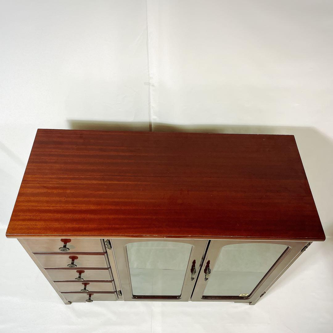 YAIRI キャビネット サイドボード 木製 ガラス扉 収納家具 レトロ