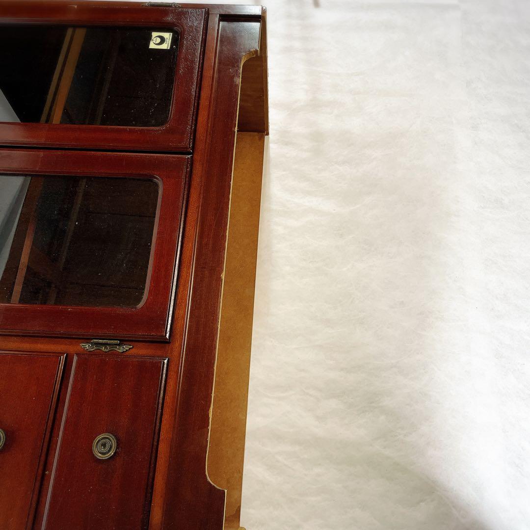 YAIRI キャビネット サイドボード 木製 ガラス扉 収納家具 レトロ