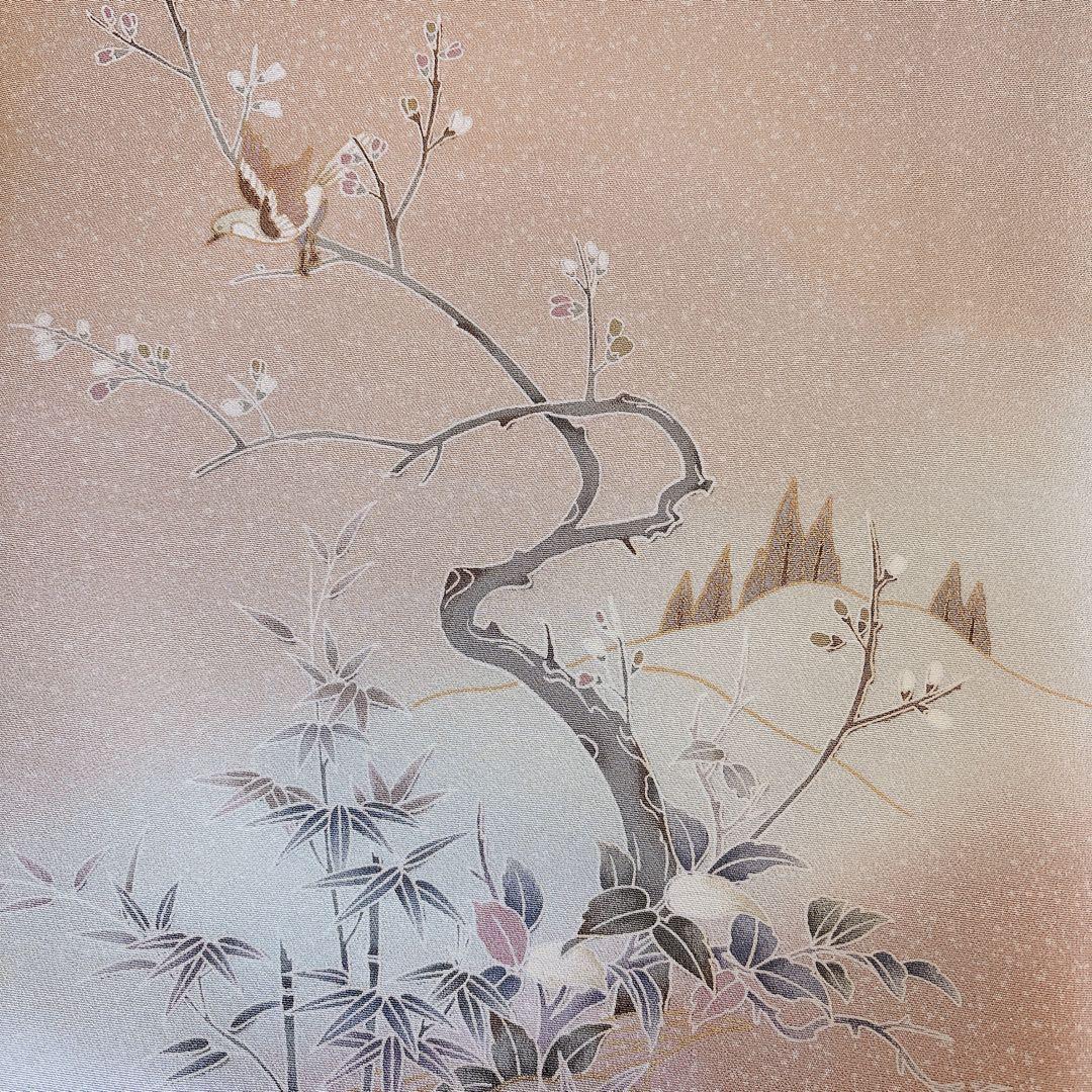 極美品　訪問着　フルセット 友禅 裄67 68 蝶　鳥卒業式　入学式　M L