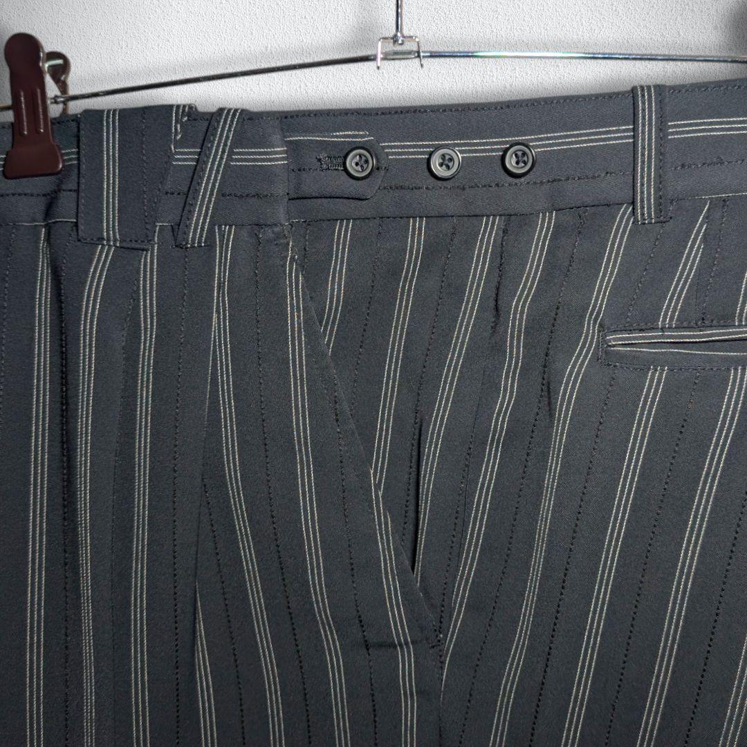 古着　スーツ　ダブル　セットアップ　ステッチ　ストライプ　パッチポケット