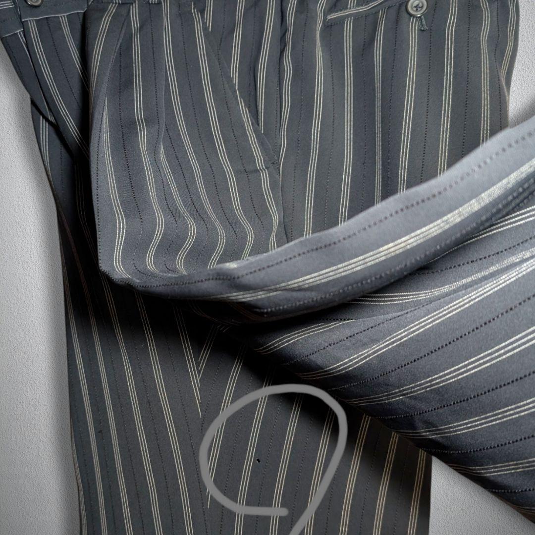 古着　スーツ　ダブル　セットアップ　ステッチ　ストライプ　パッチポケット