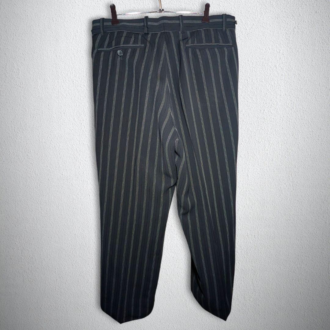 古着　スーツ　ダブル　セットアップ　ステッチ　ストライプ　パッチポケット