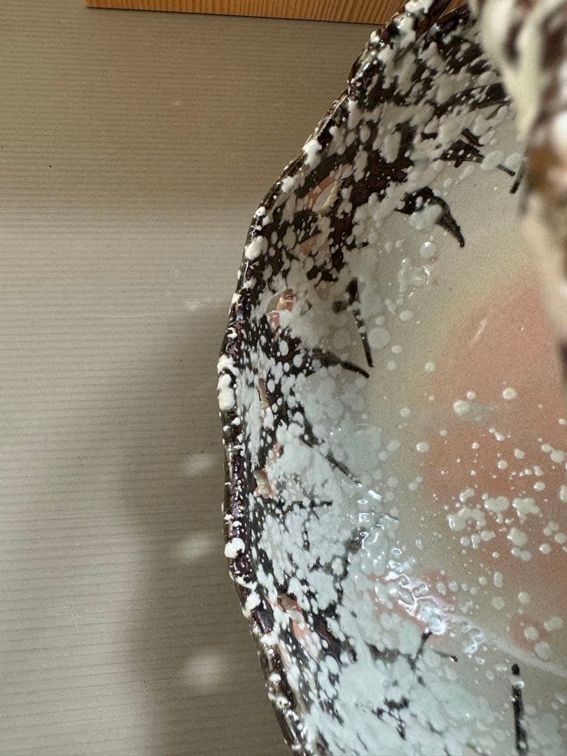 2784 阿漕窯 雪笹　手付　菓子鉢　共箱 未使用