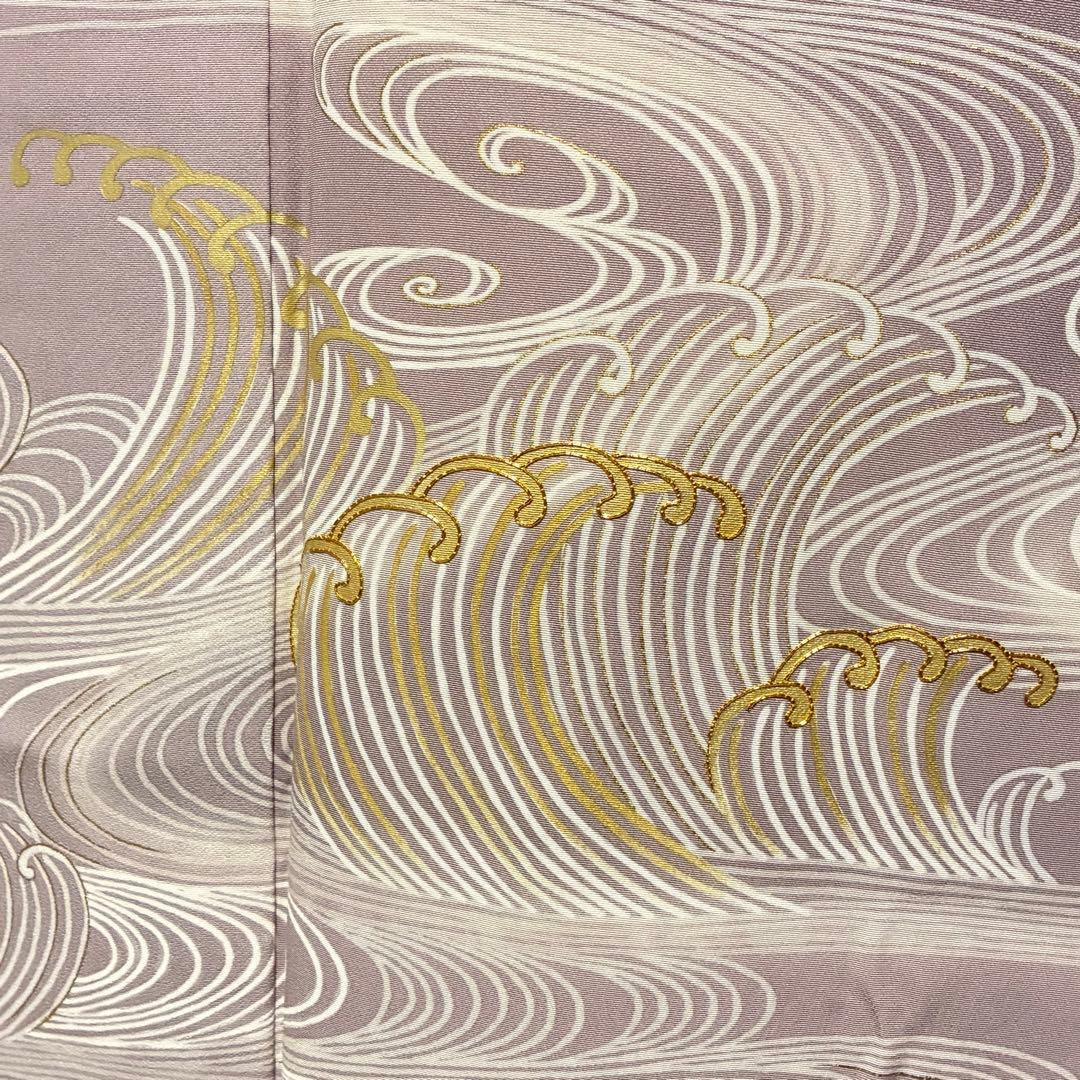 D139 訪問着　荒波　流水　金駒刺繍　落款入　正絹　着物　袷　極美品