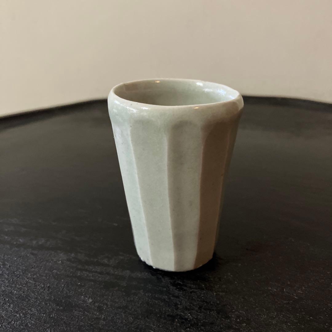 李朝面取筒盃　酒器　白磁　秦秀雄　浅川伯教　韓国アンティーク　朝鮮骨董　徳利