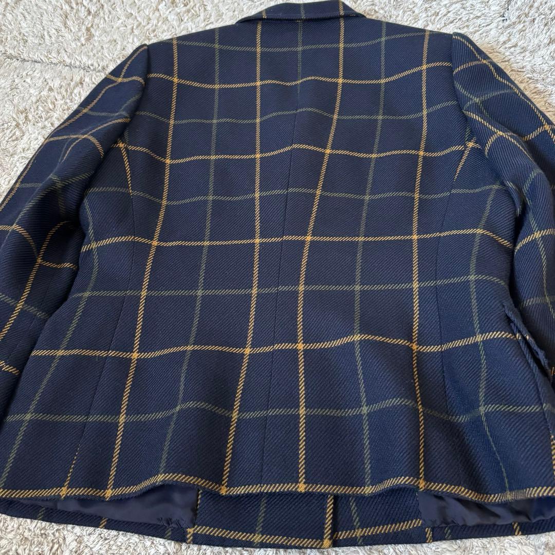 【未使用級✨】バーバリー　テーラードジャケット　メタル釦　チェック　ウール　9