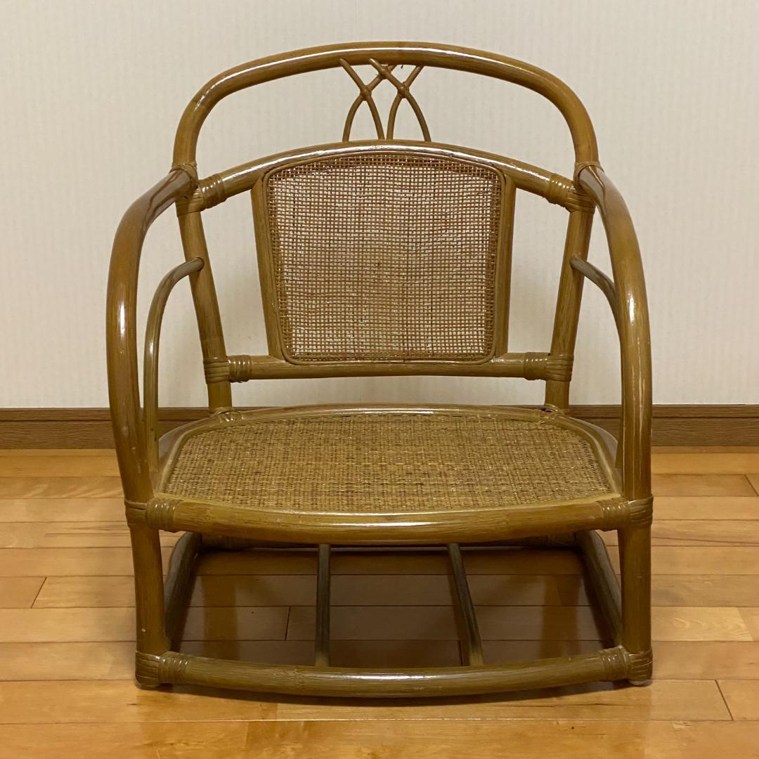 籐 ラタン ローチェア 肘付 W54 D57 H61 座面の高さ20 送料込み