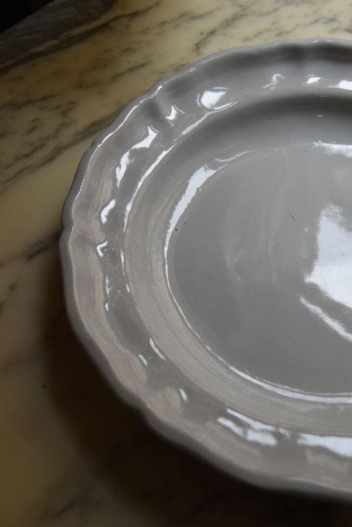 超美品　18/19世紀　ムスティエ　花リム大皿　×印　フランスアンティーク