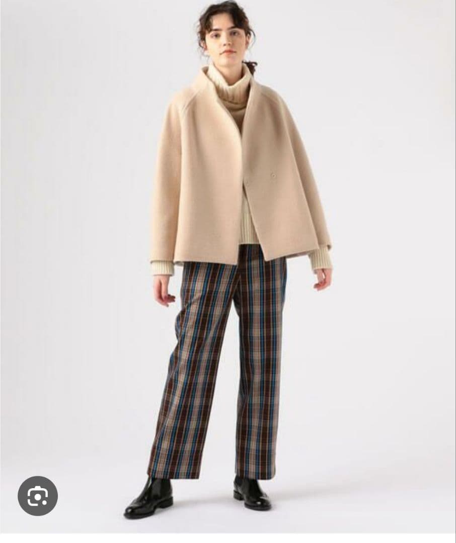 Ballsey リップルメルトンスタンドカラーショートコート ベージュ