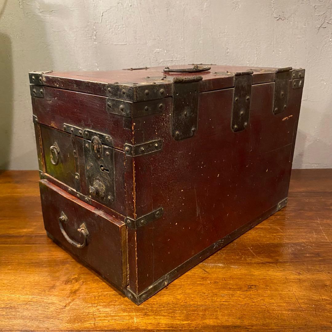 明治 硯箱 小引き出し 銭函 時代箪笥 骨董品 古道具 アンティーク