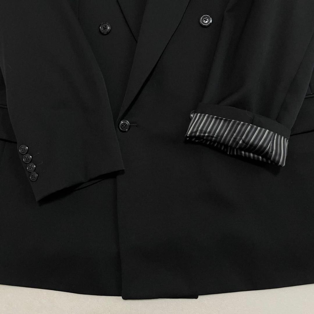 セヴィルロウ セットアップ ダブルスーツ ブラック カシミヤ混 アジャスター