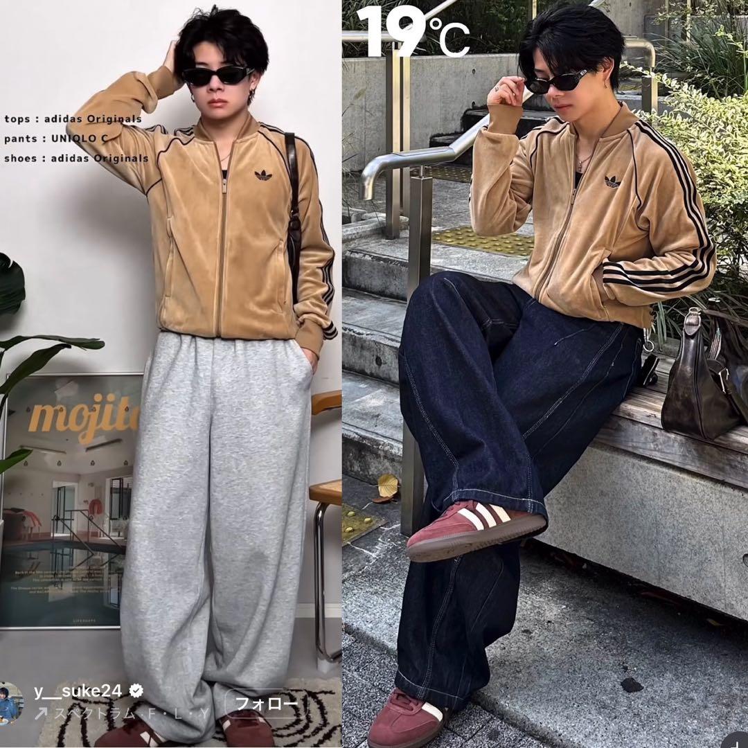 希少XS⭐️adidasアディカラー ブラウン ベロア トラックトップ 風早ゆうた