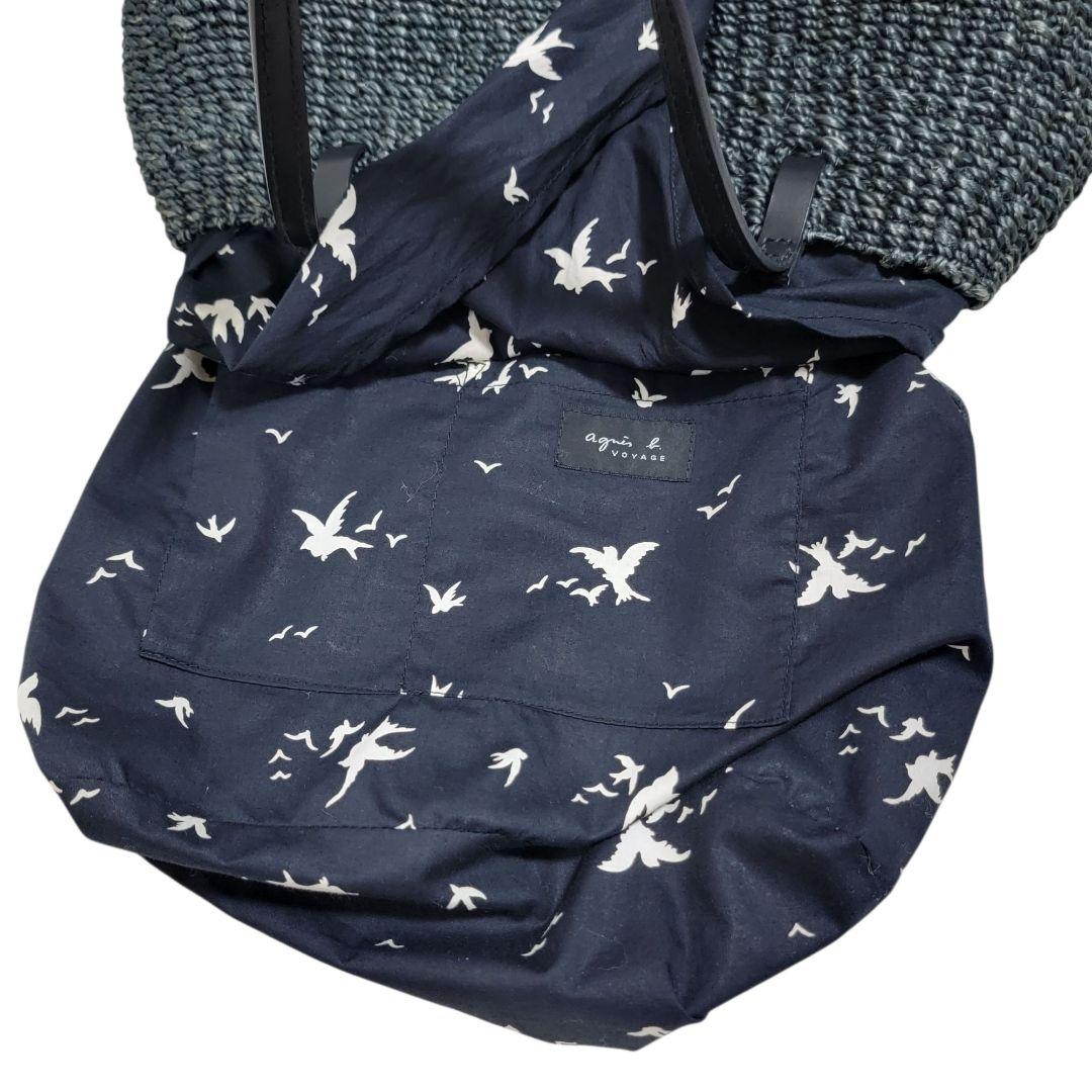 大人気 アニエスベー agnes b. ラフィア かごバッグ レザーハンドル