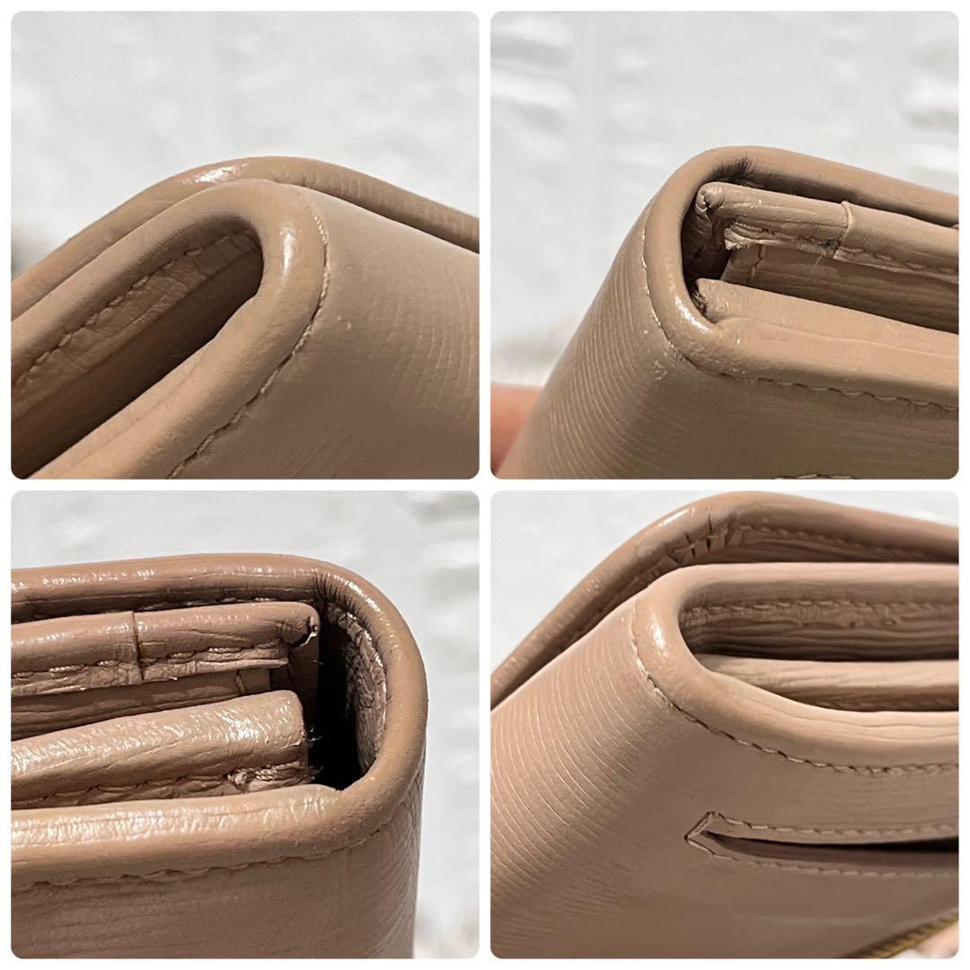 美品✨PRADA 長財布　バイカラー　メタルロゴ　カードケース　ヌードベージュ