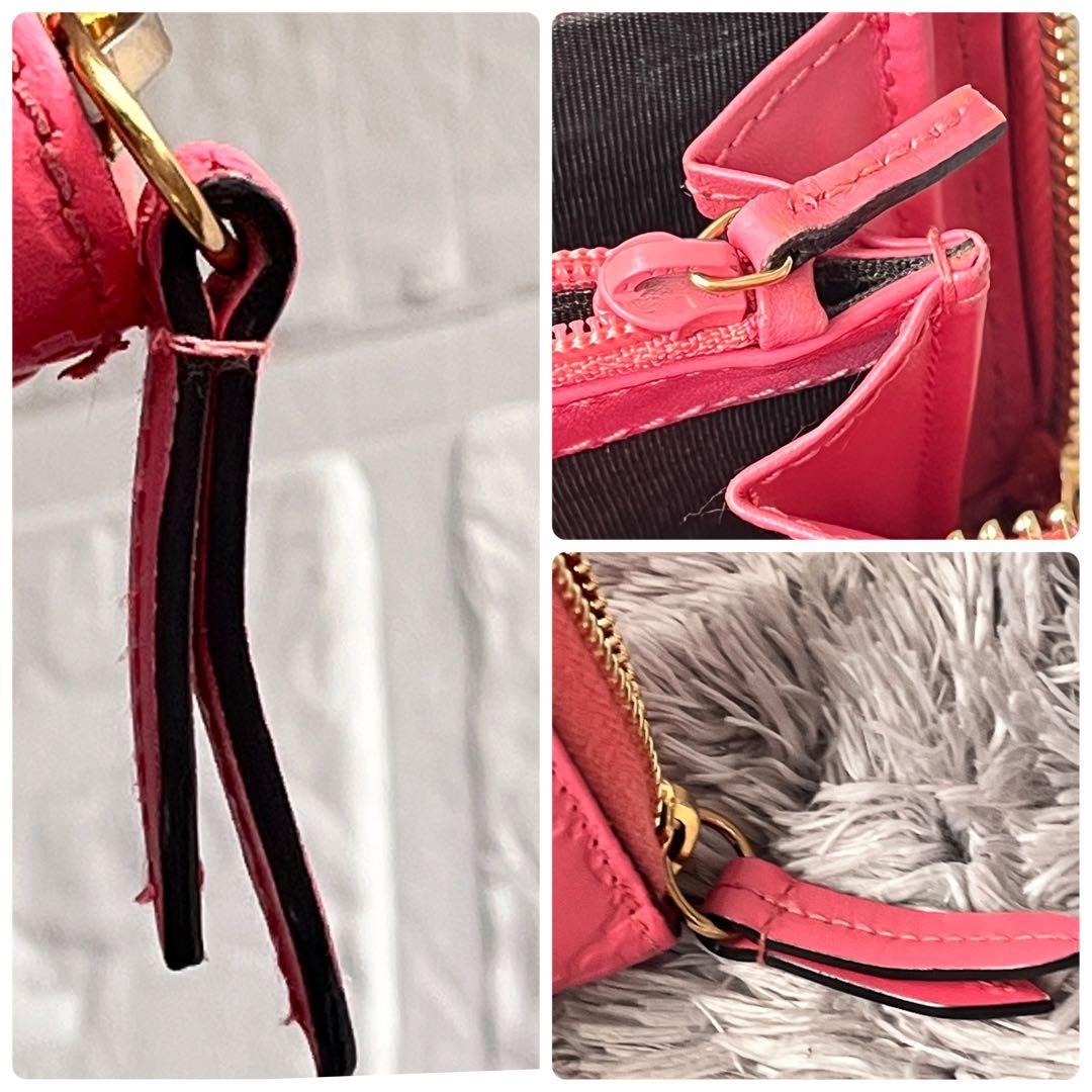 美品✨GUCCI シマ　ラウンドファスナー　ピンク　長財布　レディース