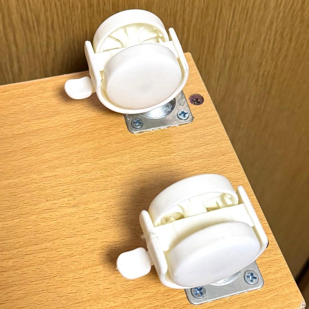 キャスター付き木製本棚　スリム型　3段　2点セット