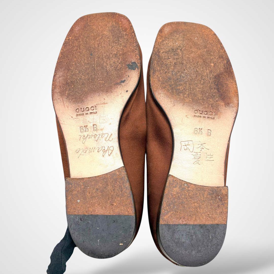 希少✨GUCCI グッチ ホースビット ローファー サテン ブラウン 6 1/2