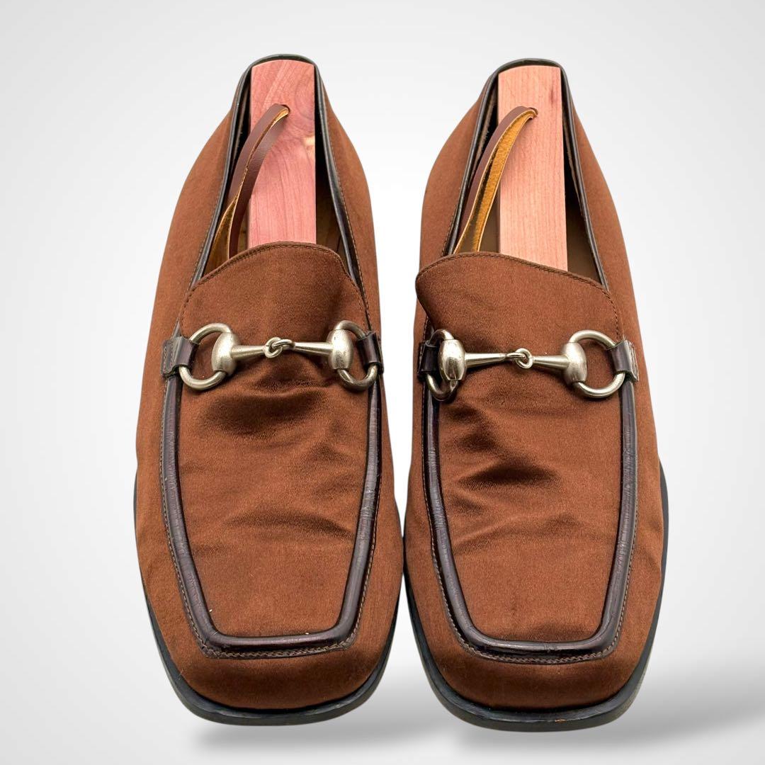希少✨GUCCI グッチ ホースビット ローファー サテン ブラウン 6 1/2