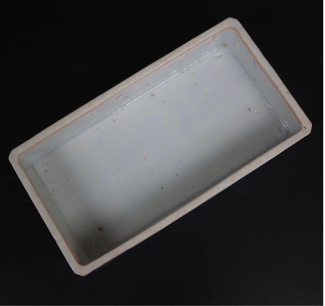 送料無料 明治7年(1874年)購入　青花四君子鳥図三重箱　共箱★大珍品★