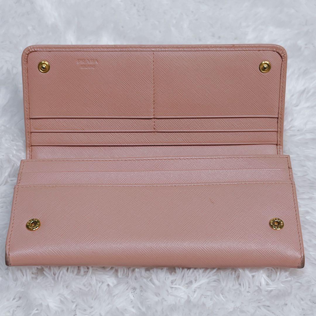 PRADA プラダ　長財布　サフィアーノ　フィオッコ　メタルロゴ　ピンク　リボン