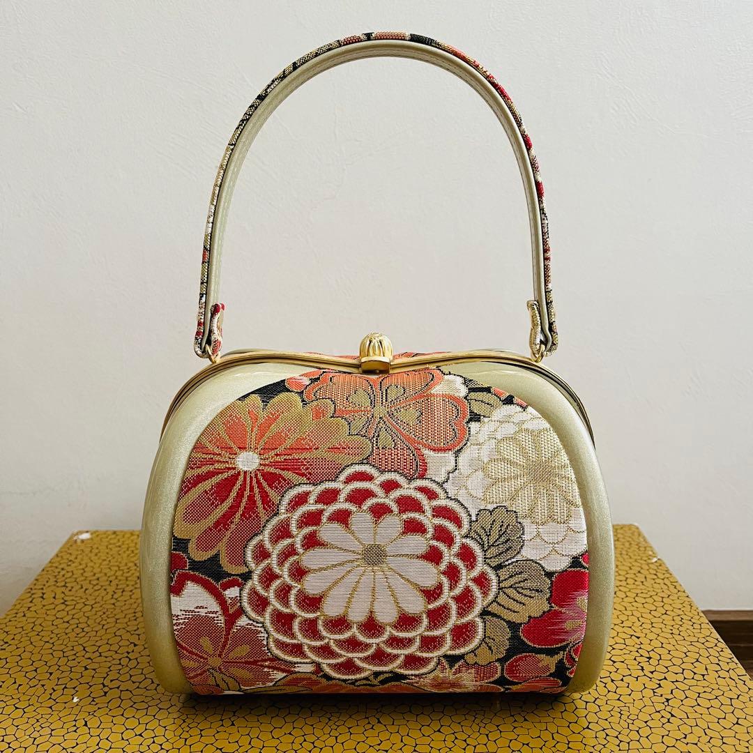 【美品】振袖用バッグ　草履　成人式　振袖　西陣織　正絹　Mサイズ