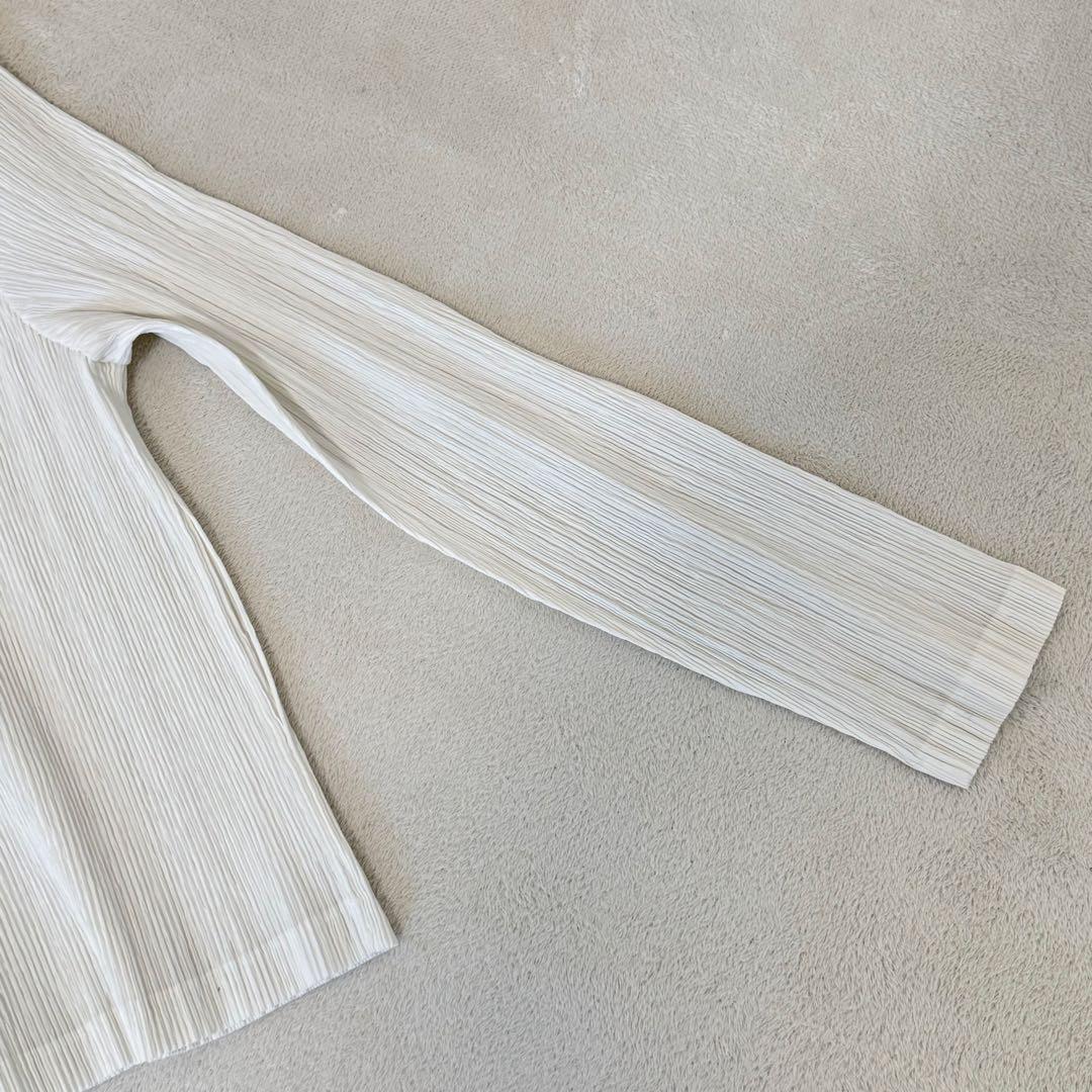 極美品✨ISSEY MIYAKE プリーツ　ホワイト　ノーカラー　ジャケット