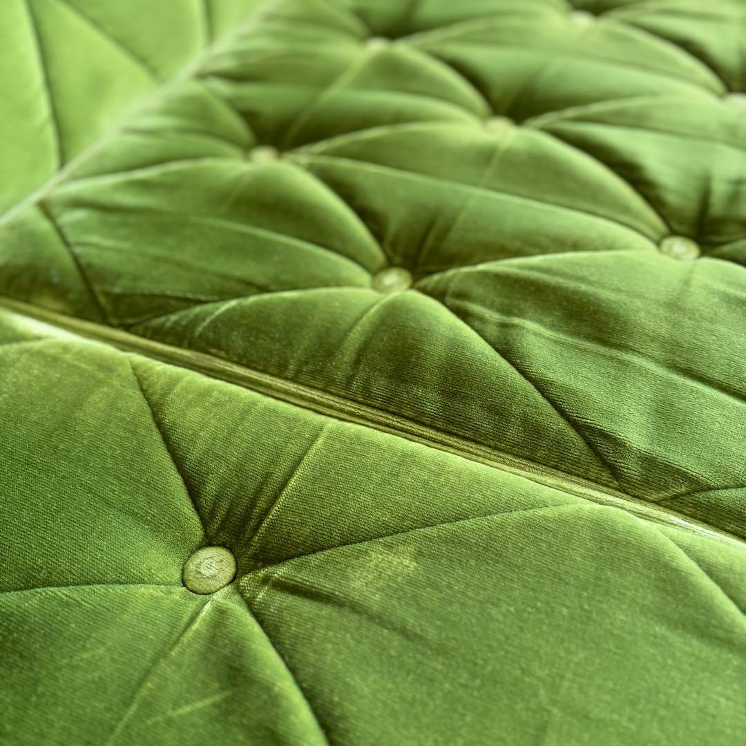 カリモク60 ロビーチェア　3シーター　モケットグリーン　現状品