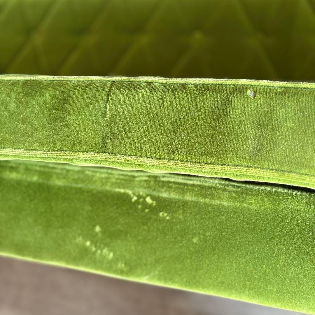 カリモク60 ロビーチェア　3シーター　モケットグリーン　現状品