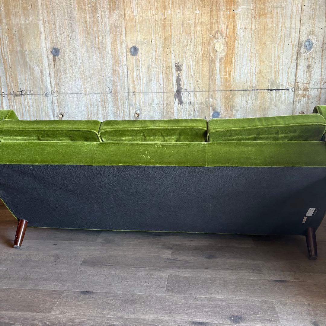 カリモク60 ロビーチェア　3シーター　モケットグリーン　現状品