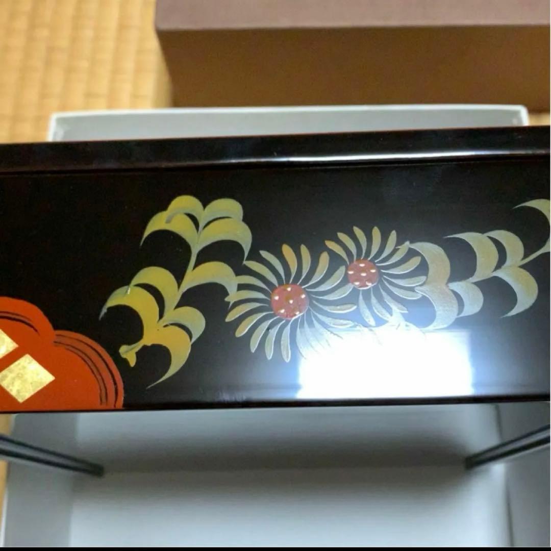 新品　秀衡塗 一段本重 菊　重箱