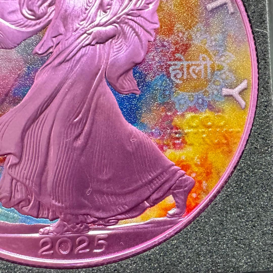 世界500枚 イーグル 銀貨 両面カラー ホーリー祭(豊作&世界平和)