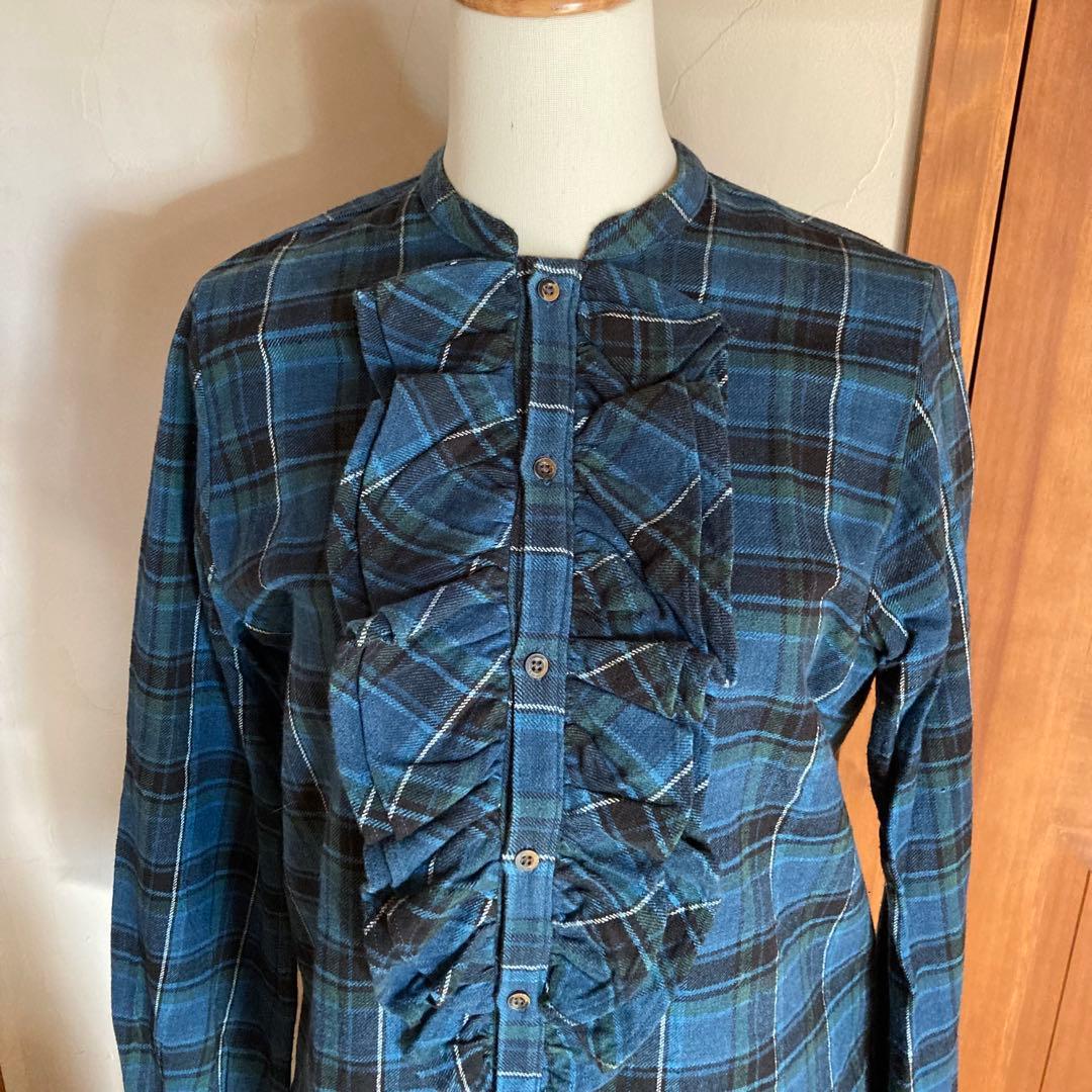 45R フォーティーファイブアール　フリル　ブラウス　チェック柄 サイズ2